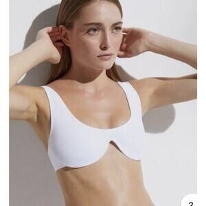 Oye Swimwear White Anna Bikini Top Sz S NWT $175